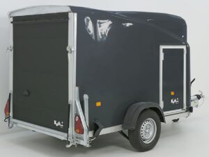 Debon Remolque cerrado Cargo 1300 Vollpoly 150x290cm H:160cm, Puerta, gris-Nuevo