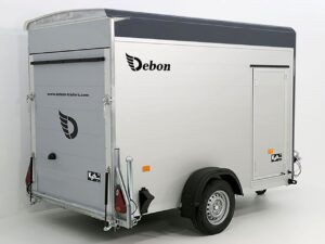Debon Remolque cerrado C300 148x295cm H:190cm 1,3t Alu, Polybug, Puerta, gris-Nuevo