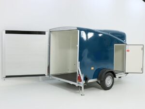 Debon Remolque cerrado Cargo 1300 Vollpoly 150x290cm H:160cm, Puerta, azul-Nuevo