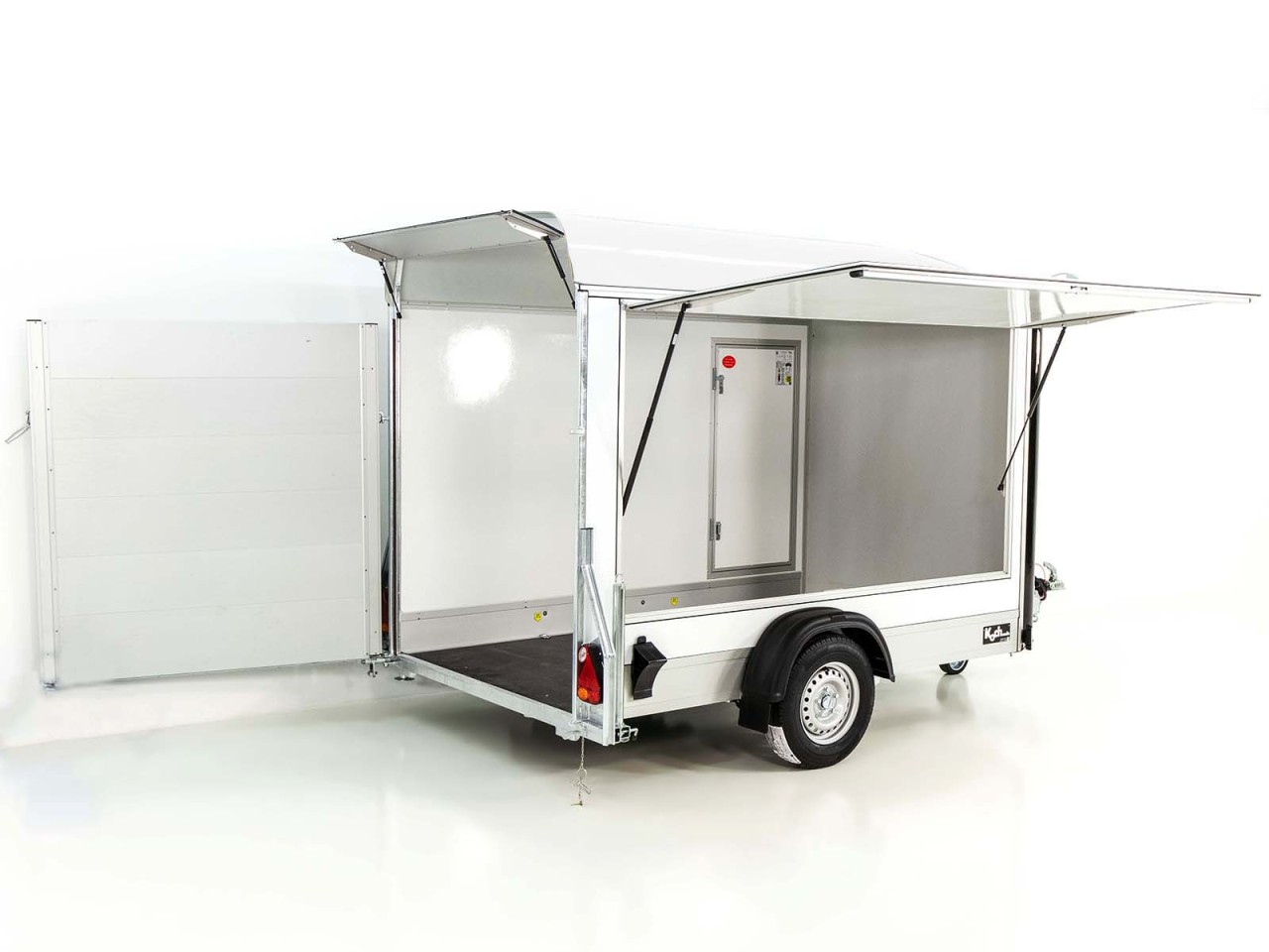 Debon Remolque cerrado C300 Sandwich 148x295cm H:190cm 1,3t, Alu, Polybug, Puerta, Trampilla, blanco-Nuevo - Imagen 2