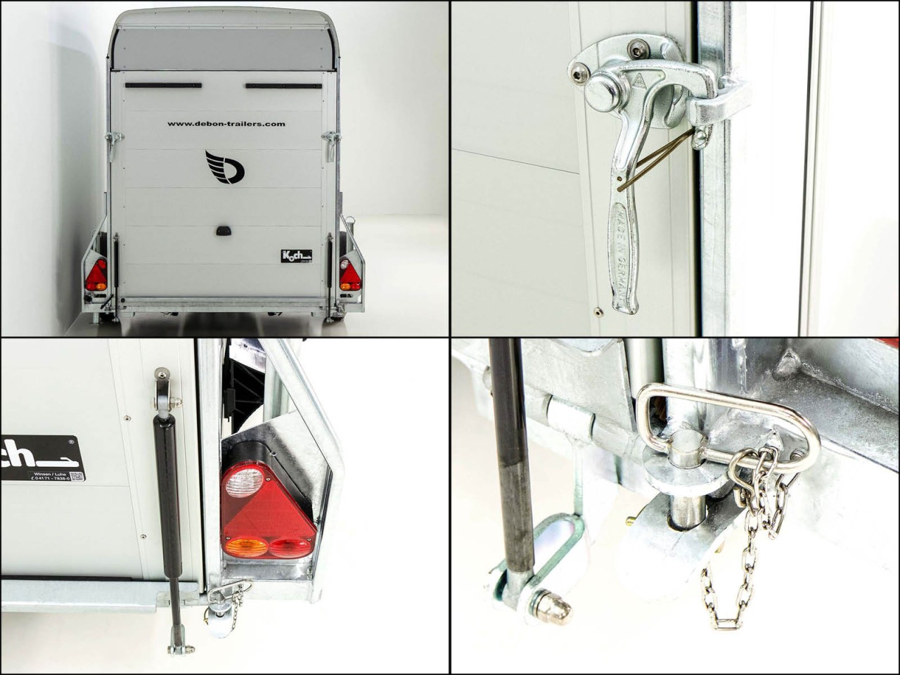 Debon Remolque cerrado C300 Sandwich 148x295cm H:190cm 1,3t, Alu, Polybug, Puerta, Trampilla, blanco-Nuevo - Imagen 11