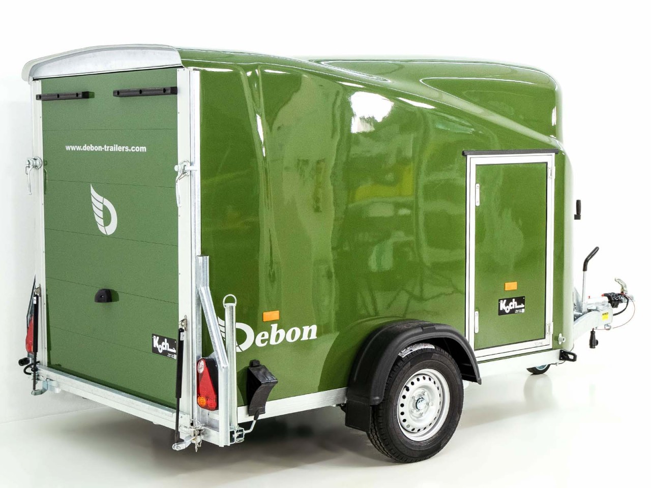 Debon Remolque cerrado Cargo 1300 Vollpoly 150x290cm H:160cm, Puerta, verde oliva-Nuevo - Imagen 4
