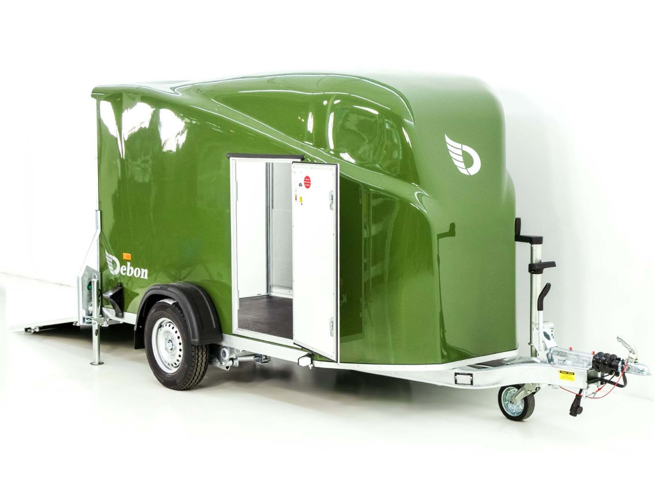 Debon Remolque cerrado Cargo 1300 Vollpoly 150x290cm H:160cm, Puerta, verde oliva-Nuevo - Imagen 8