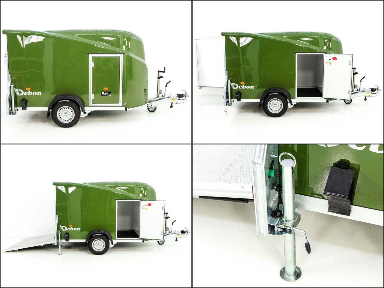 Debon Remolque cerrado Cargo 1300 Vollpoly 150x290cm H:160cm, Puerta, verde oliva-Nuevo - Imagen 9