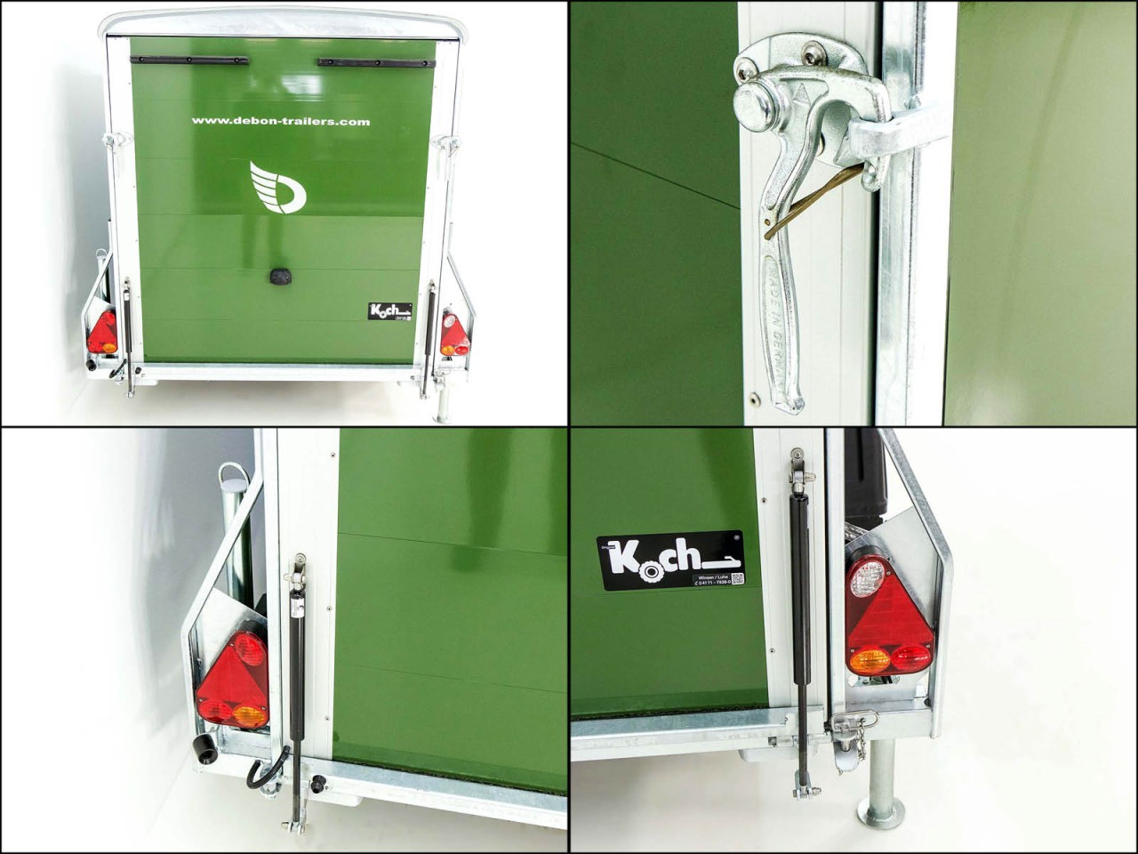 Debon Remolque cerrado Cargo 1300 Vollpoly 150x290cm H:160cm, Puerta, verde oliva-Nuevo - Imagen 11