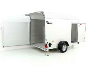 Debon Remolque cerrado C400 164x315cm H:200cm 1,3t, Alu, Polybug, Puerta, blanco-Nuevo