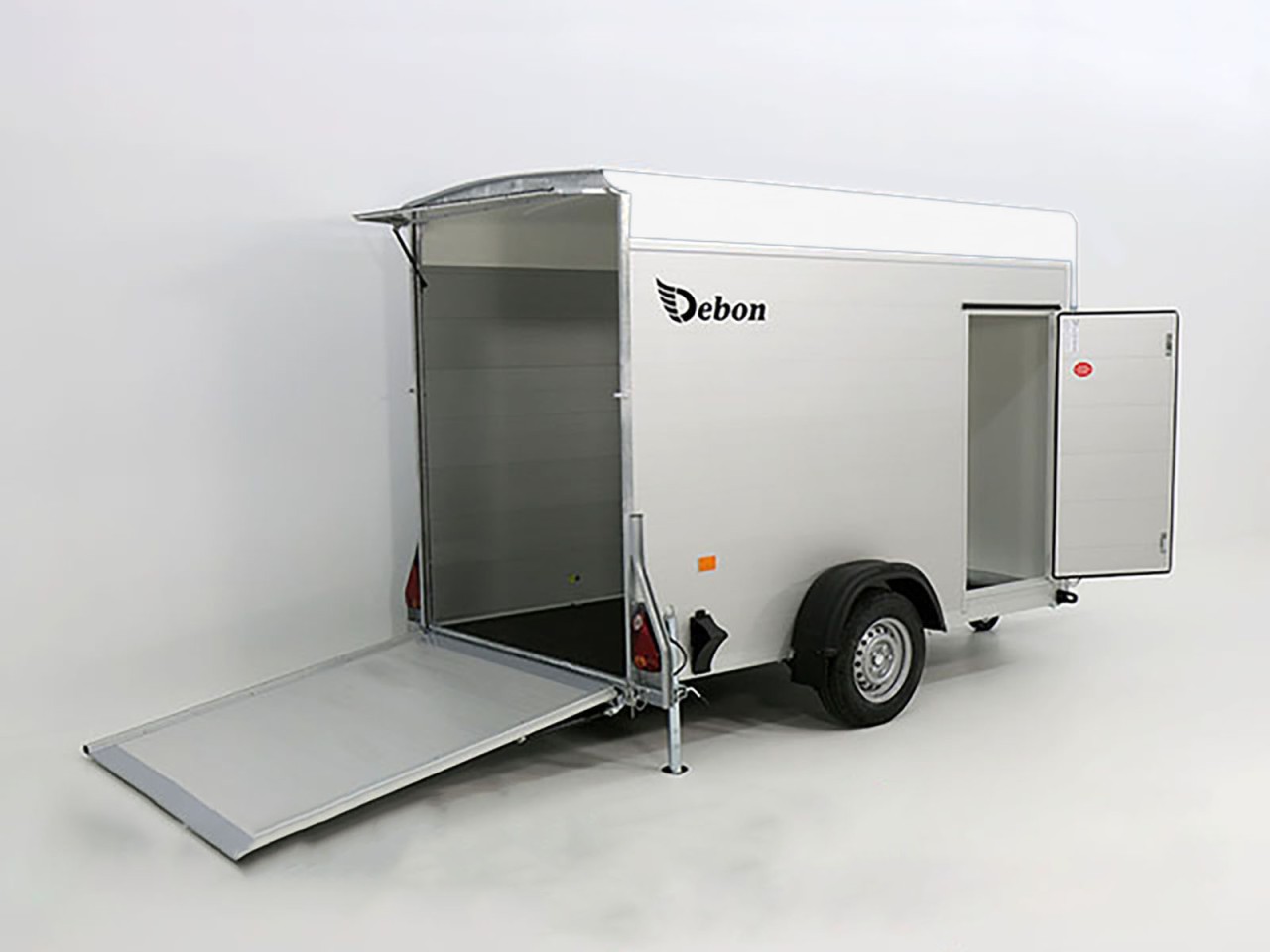 Debon Remolque cerrado C300 148x295cm H:190cm 1,3t, Alu, Polybug, Puerta, blanco-Nuevo - Imagen 4