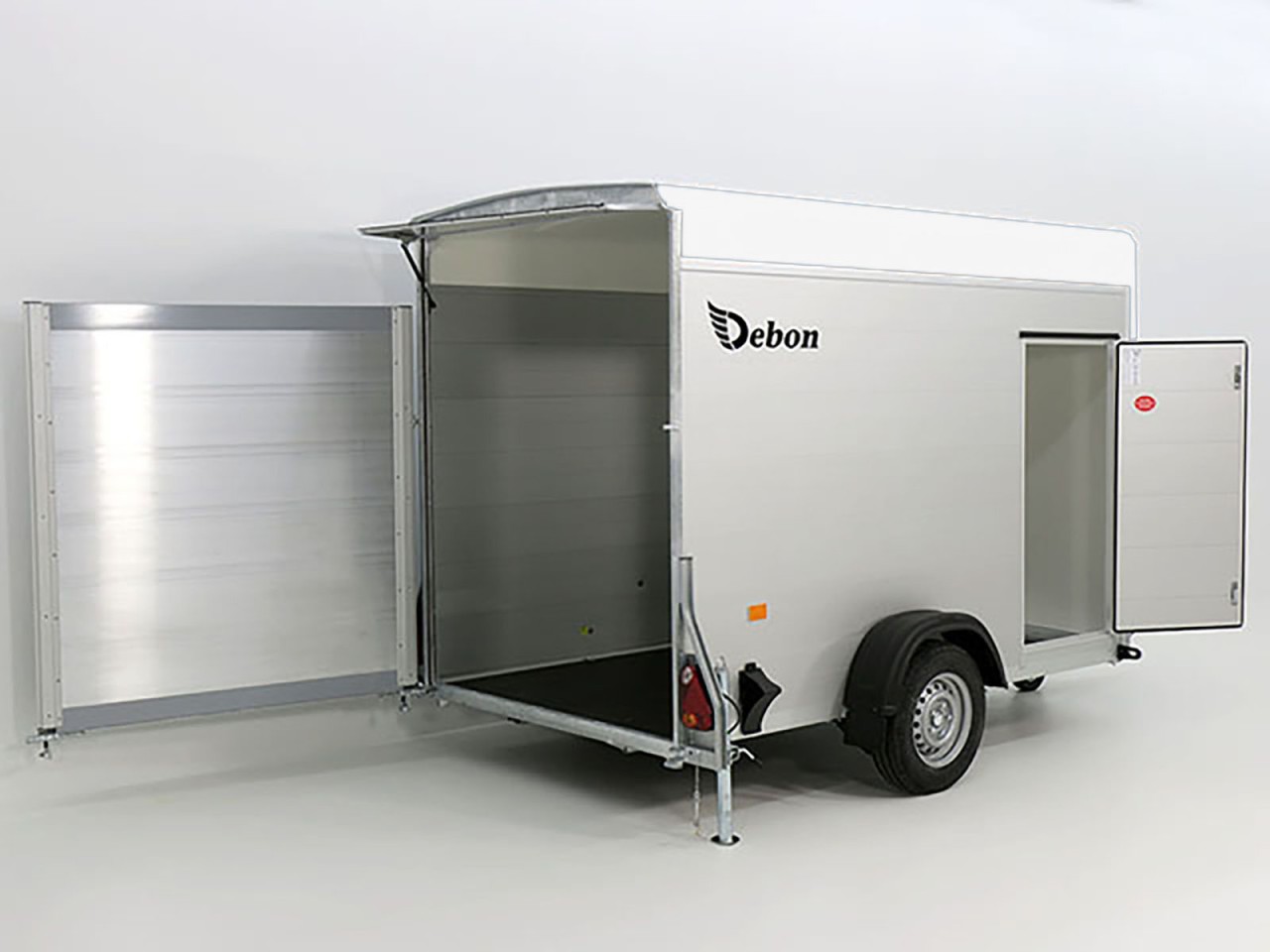 Debon Remolque cerrado C300 148x295cm H:190cm 1,3t, Alu, Polybug, Puerta, blanco-Nuevo - Imagen 5