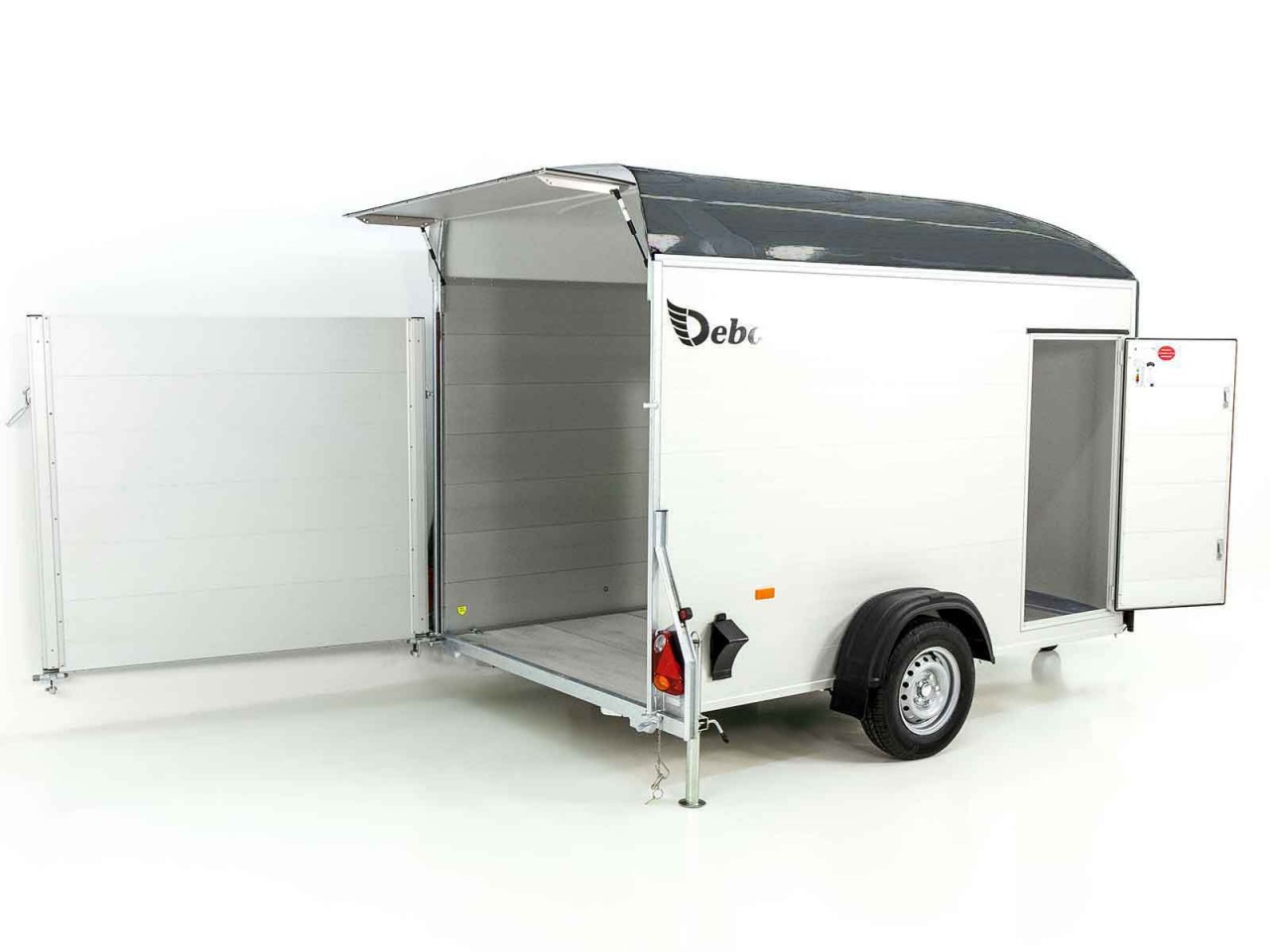 Debon Remolque cerrado C400 164x315cm H:200cm 1,3t, Alu, Polybug, Puerta, gris-Nuevo - Imagen 2