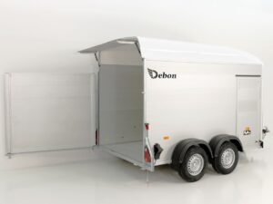 Debon Remolque cerrado C500 164x300cm H:200cm 2,0t, Alu, Polybug, Puerta, blanco-Nuevo