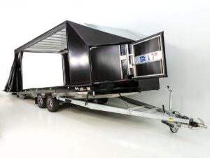 Moetefindt Remolque para transporte de coches Lona FTP235 235x550cm 3,5t Altura:180cm-negra Llantas-Nuevo
