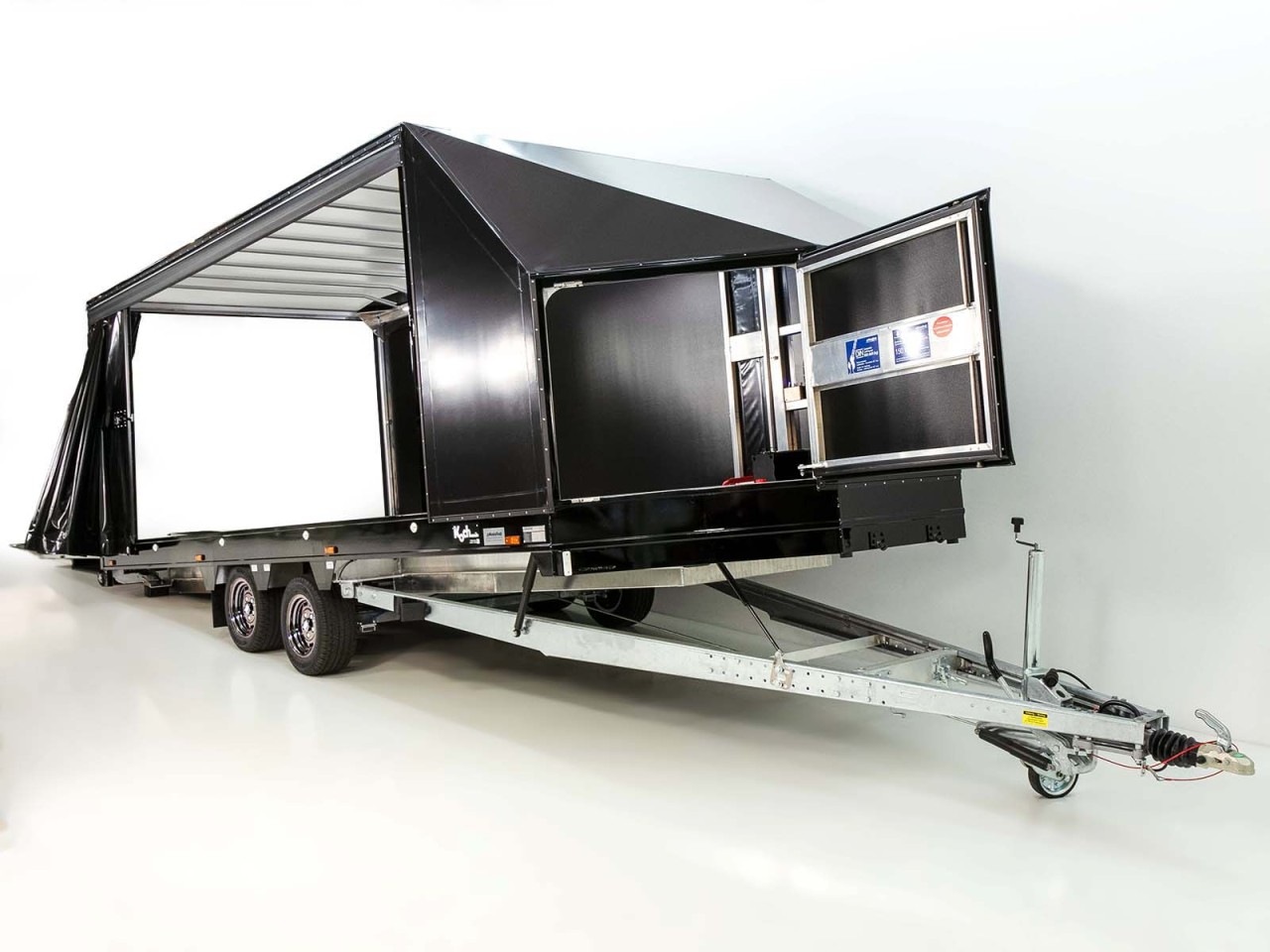 Moetefindt Remolque para transporte de coches Lona FTP235 235x550cm 3,5t Altura:180cm-negra Llantas-Nuevo