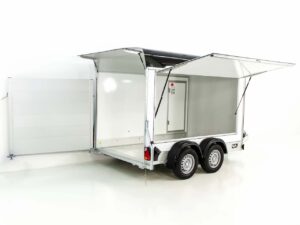 Debon Remolque cerrado C500 Sandwich 164x300cm H:200cm 2,0t-Alu-Polybug-Puerta-negro-Nuevo