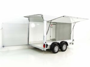 Debon Remolque cerrado C500 Sandwich 164x300cm H:200cm 2,0t-Alu-Polybug-Puerta-blanco-Nuevo