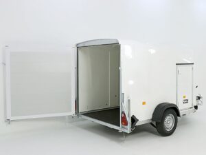 Debon Remolque cerrado Cargo 1300 Vollpoly 150x290cm H:160cm, Puerta, blanco-Nuevo