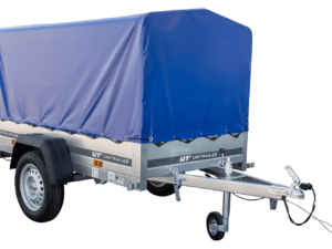 Remolque Garden Trailer 200 KIPP 200×106 cm 750 kg [con Arcos altos, lona azul alta y Rueda jockey]-Nuevo