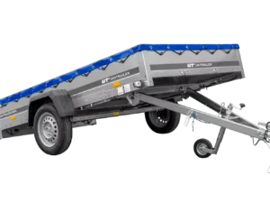Remolque de un eje 264×150 UNITRAILER GARDEN 265 KIPP con un Soporte de lona plana y lona azul-Nuevo