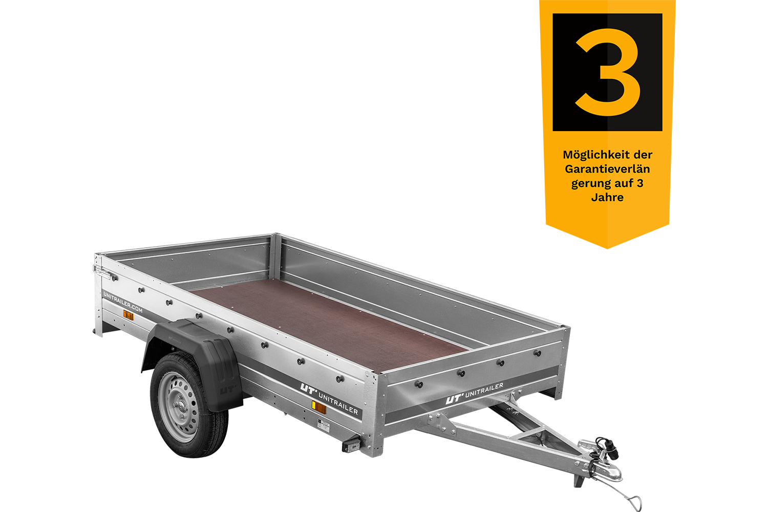 Remolque de un eje Unitrailer Garden Trailer 230 FD 230 x 125 cm con lanza rígida 750 KG-Nuevo - Imagen 5